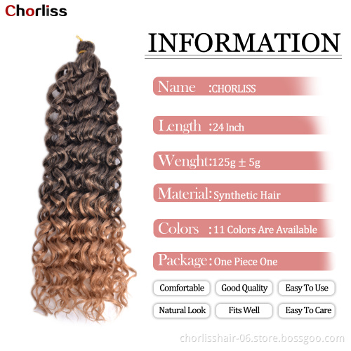 24 Inch 125g Hawaii Curl Hairstyle Crochet Hair Bundles Natural Ocean Wave Goddess Locs Synthetic Braiding Hair Extensions Girls